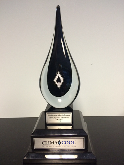 HVAC Receives Climacool’s Top Western Sales Performance Award for 2015